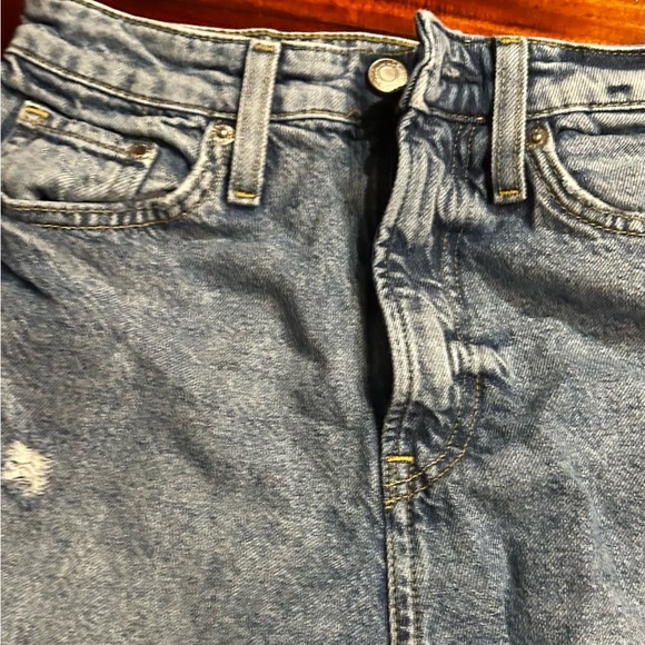 ❤️Distressed -Gray Moms jean High waisted -Straight Leg Jeans size 4 Tall - Picture 4 of 11